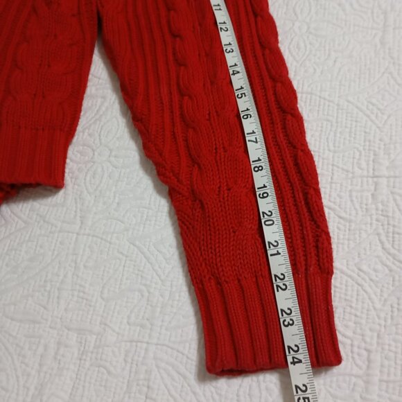 Liz Sport Womens Red Cable Knit Cardigan Sweater Size S - Picture 9 of 9
